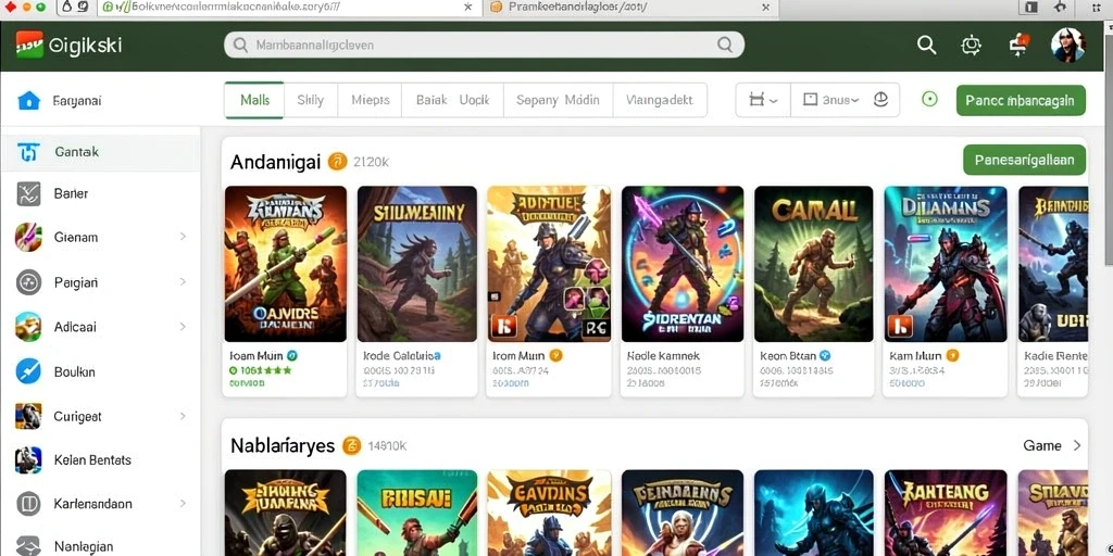 Tampilan awal yang menarik dengan berbagai pilihan permainan.
